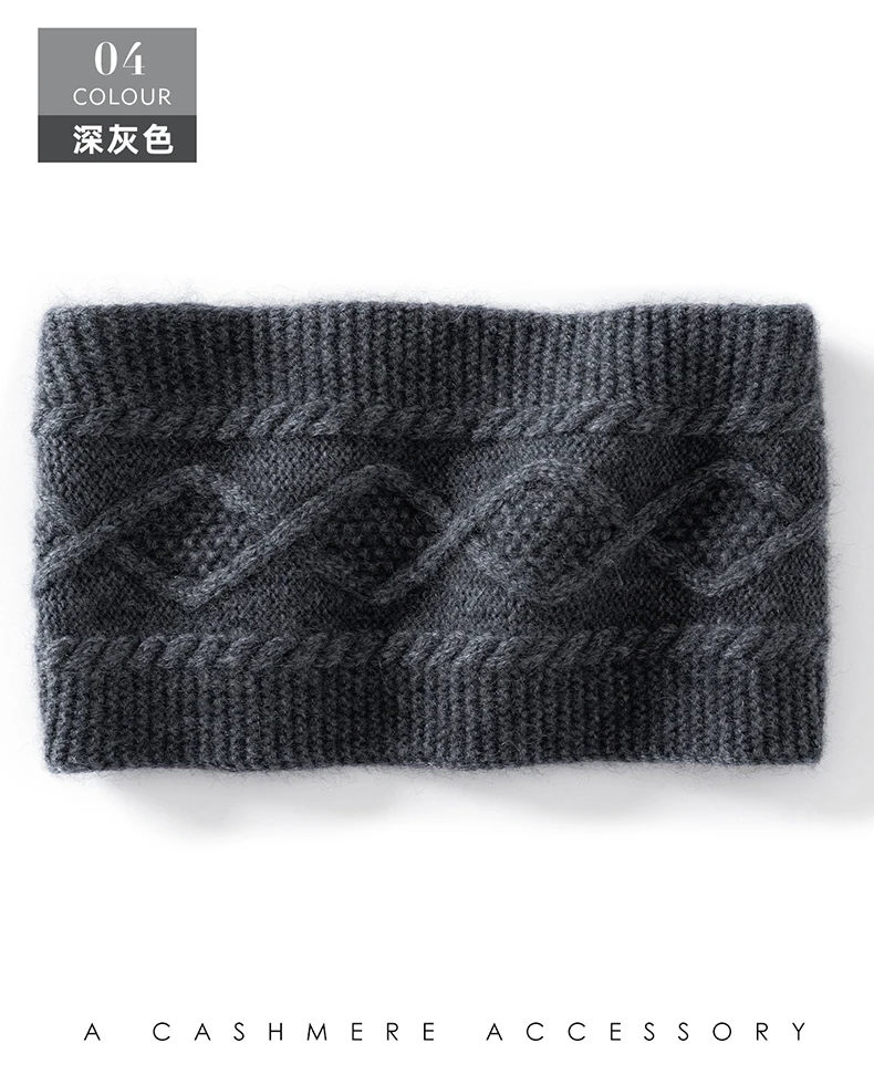 Autumn Winter 100% Cashmere Headband for Women, Warm Headscarf, Hair Tie, Wide Knitted Wool Headband, Neck Warmer, Gaiter