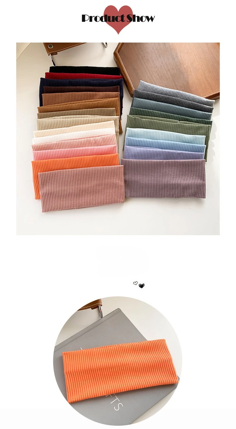 Korean Wide Elastic Hairband for Women Versatile Hair Clips for Washing and Makeup Spring Sports Knitted Headbands