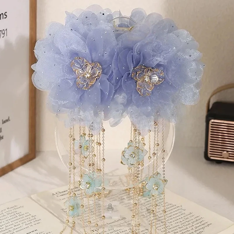 Elegant Lotus Flower Hair Clip Sequins Tassels Hair Claw For Women Girls Sweet Fashion Shark Clip Hair Accessories Gifts