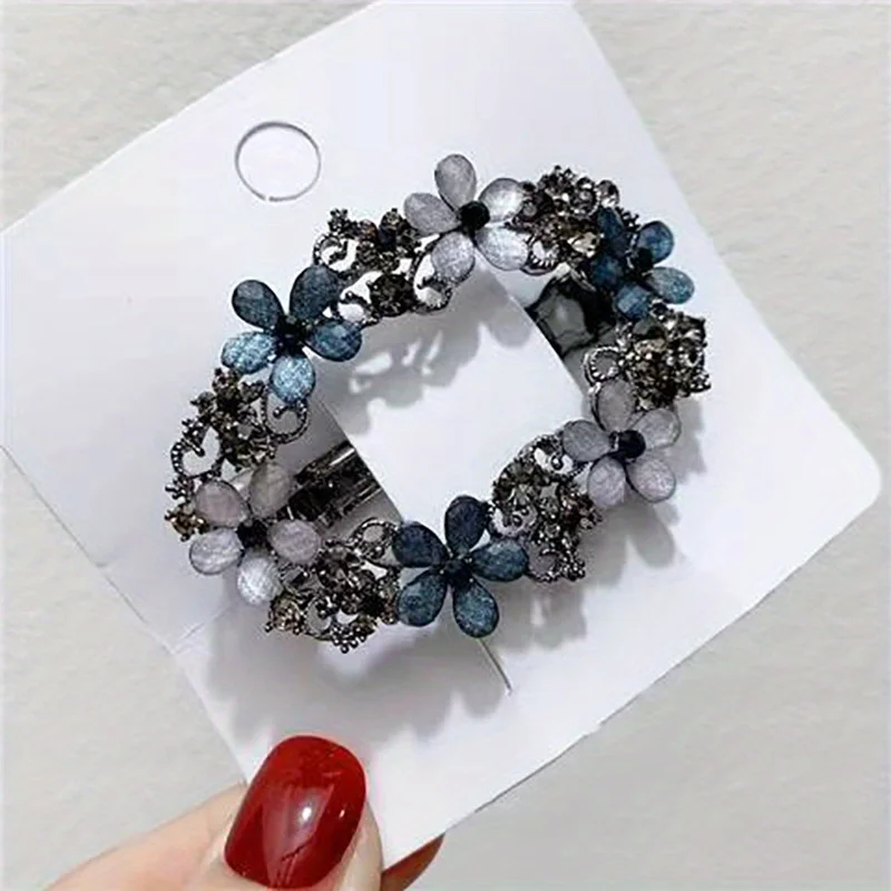 1Pc Retro Carved Rhinestone Hair Clip with Elegant Luxurious Design,retro Exquisite Design,highquality Texture,stable Grip