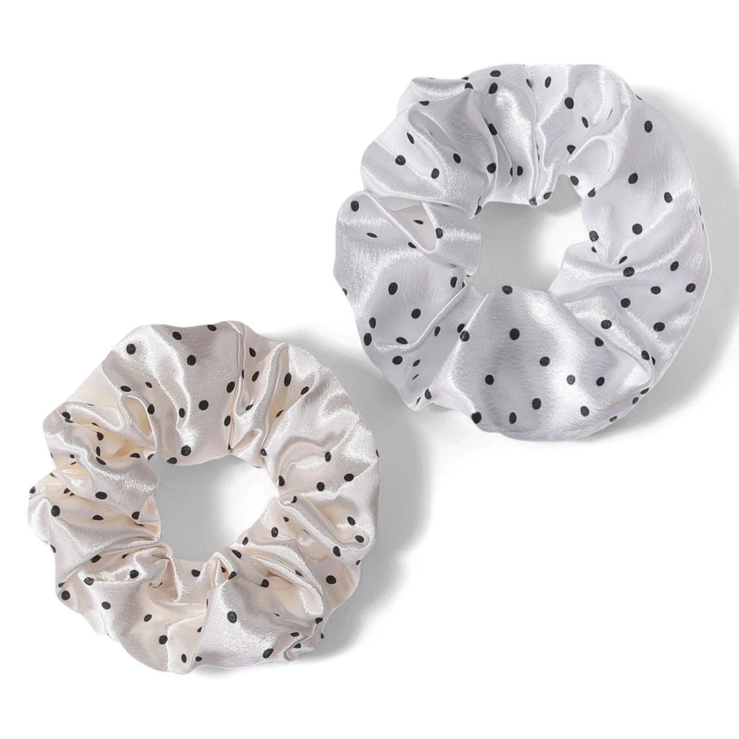 1/2/12Pcs Elegant Hair Scrunchies Women Satin Luxury Ties Dot Elastic Headwwear Ponytail Accessories Casual Cute Beige
