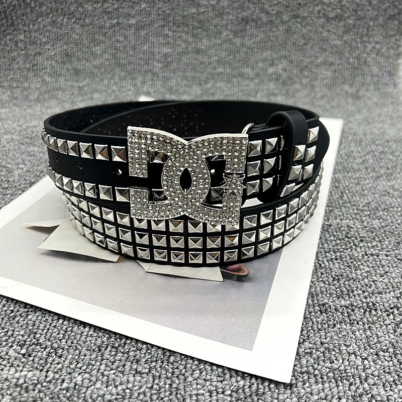 Y2K Luxury Hot Girl Women's Rhinestone Belt Unique punk Fashion Rivet Leather Belt Versatile Embedded Decorative Belt