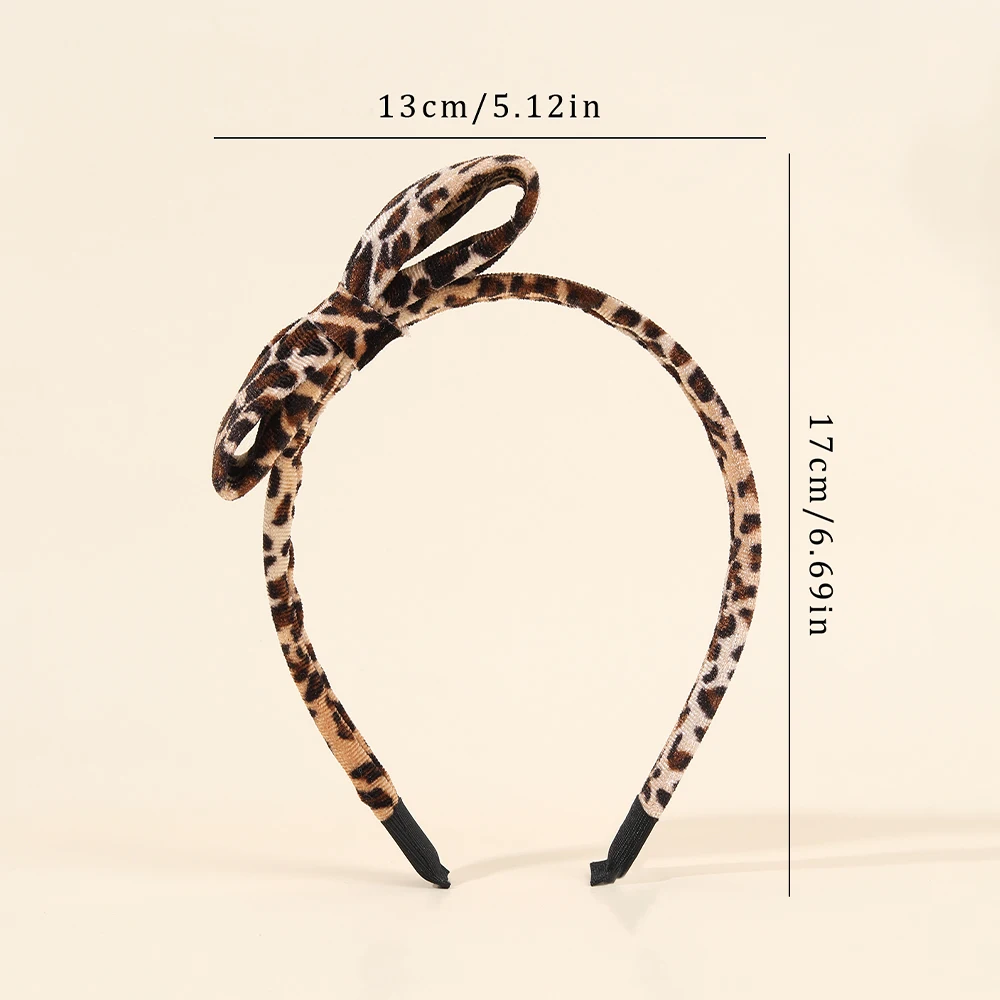 Korean Leopard-print Bow Headband Retro Elegant Velvet Hair Band No Slip Hair Hoop For Girls Women Fashion Headwear Accessories