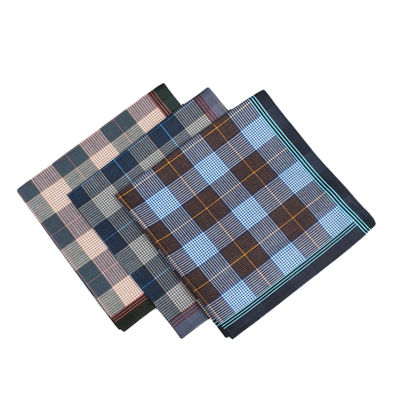 15.7in Men's Striped Cloth Handkerchief, Suit Small Square Grid Cloth, Home Decoration, Outdoor Decoration, 6PCS, Thin Style