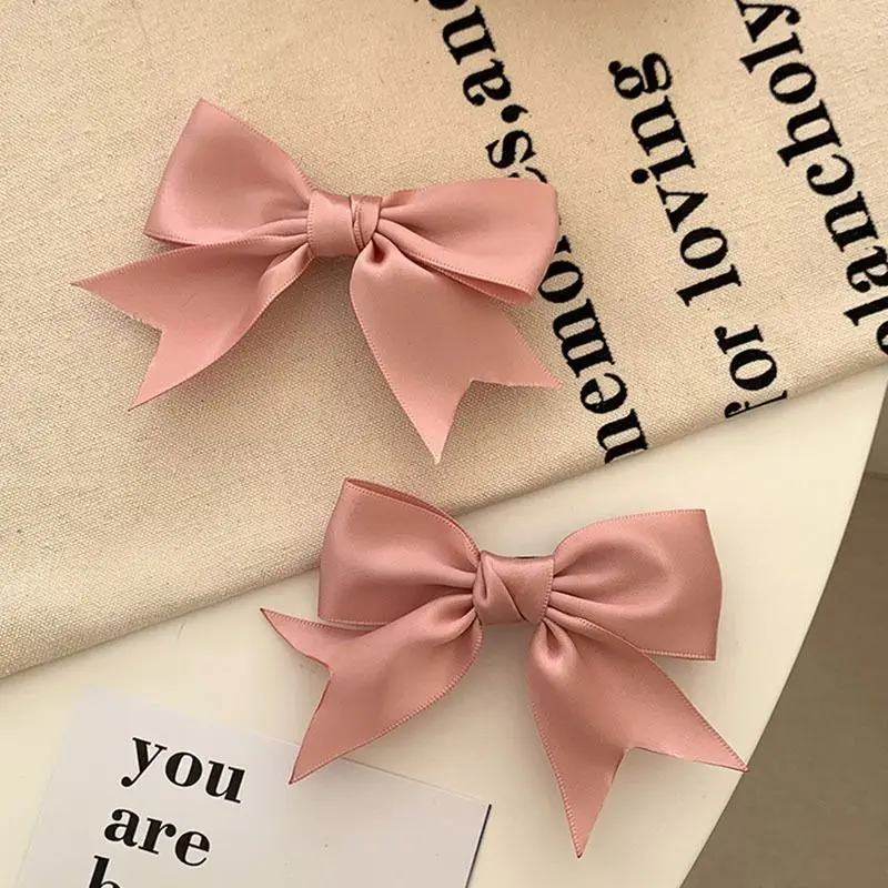4 Pairs of Satin Bow Hair Clips for Girls, with Fresh and Sweet Side Clips, Versatile Bangs, and Multi Colored Hair Accessories