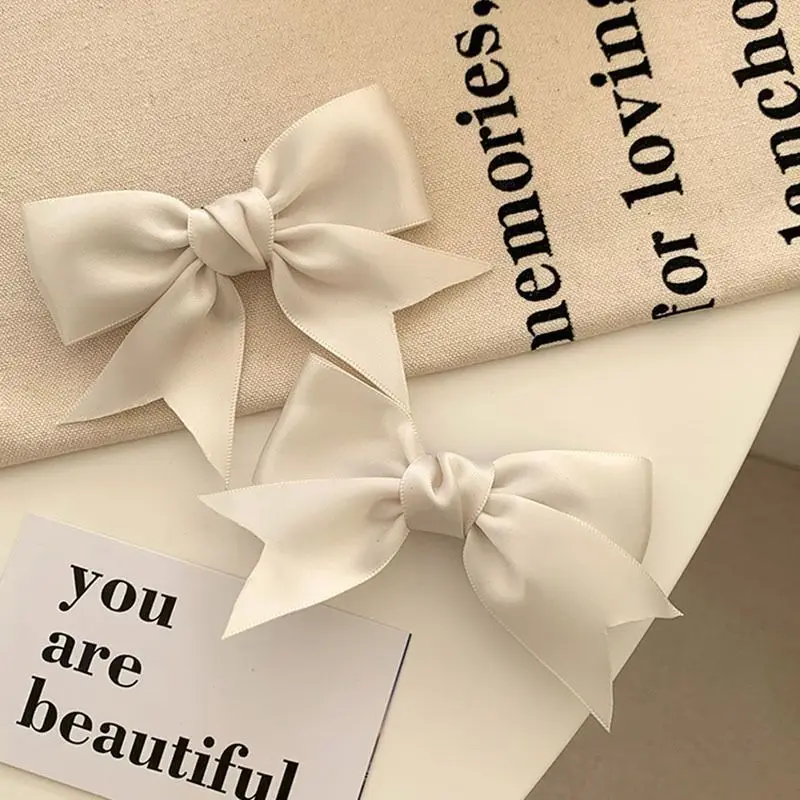 4 Pairs of Satin Bow Hair Clips for Girls, with Fresh and Sweet Side Clips, Versatile Bangs, and Multi Colored Hair Accessories