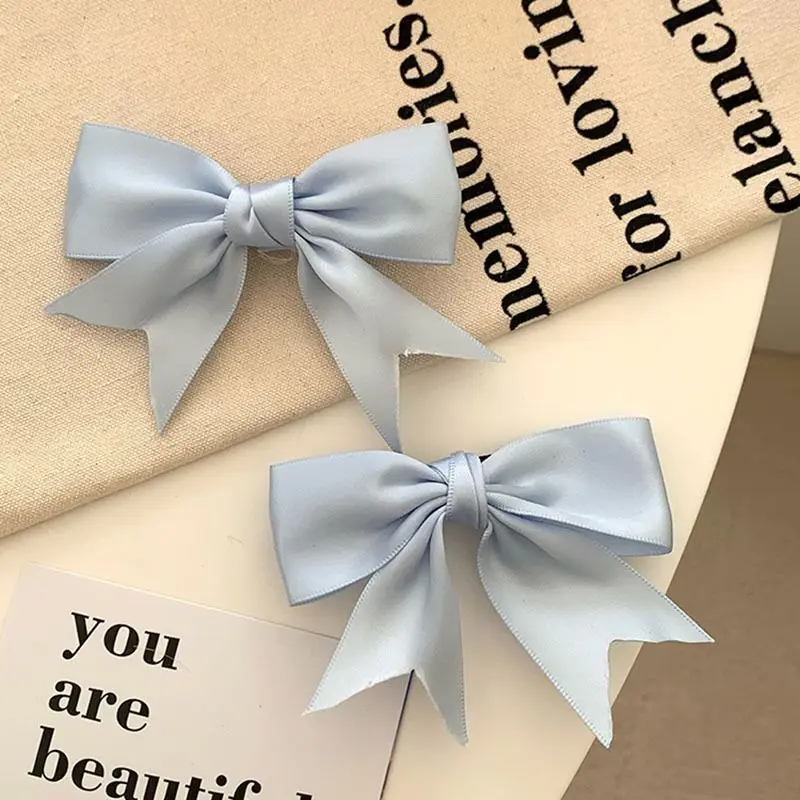 4 Pairs of Satin Bow Hair Clips for Girls, with Fresh and Sweet Side Clips, Versatile Bangs, and Multi Colored Hair Accessories