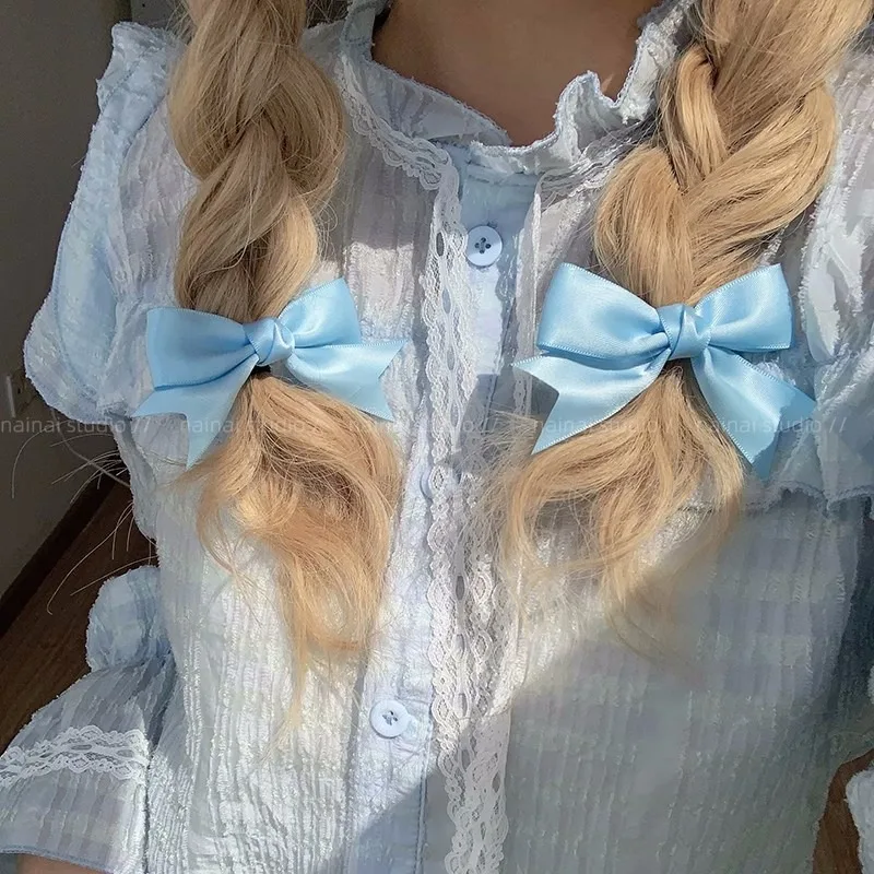 4 Pairs of Satin Bow Hair Clips for Girls, with Fresh and Sweet Side Clips, Versatile Bangs, and Multi Colored Hair Accessories