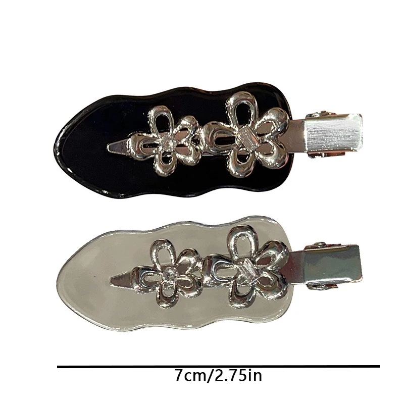 1/2pcs Korean Style Sweet Cool Metal Flower Scar Free Hair Clip Niche Exquisite Daily Outfit Party And Travel Fashion Headwear