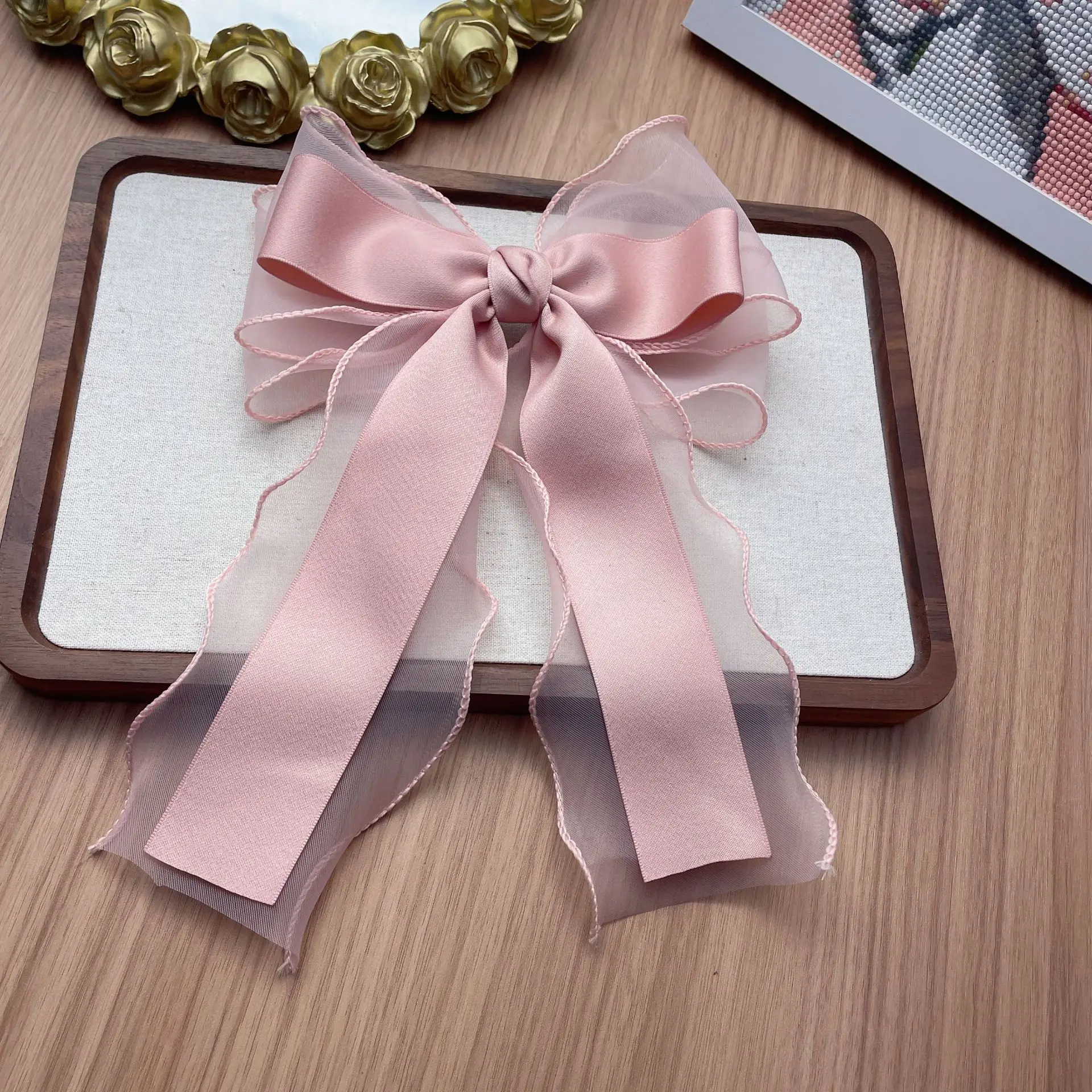 Elegant Long Ribbon Bow Spring Hairpins Women Girl Kid Hair Clips Pin Barrettes Accessories Hairgrip Headwear Headdress Ornament