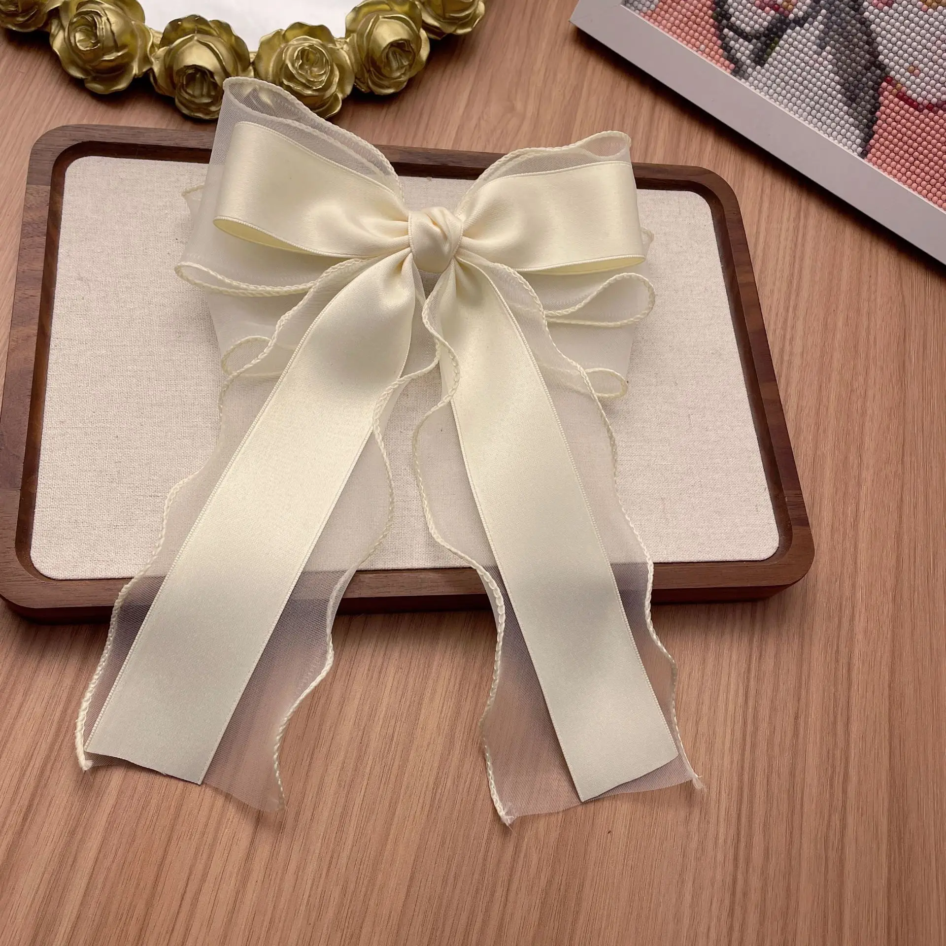 Elegant Long Ribbon Bow Spring Hairpins Women Girl Kid Hair Clips Pin Barrettes Accessories Hairgrip Headwear Headdress Ornament