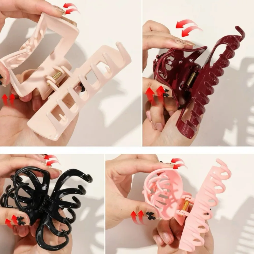 4PCS Multi Style Pink Soft Silicone Hair Claw Clip,Super-safe Head Protection,Flexible Banana Clip for Women Hair Accessories