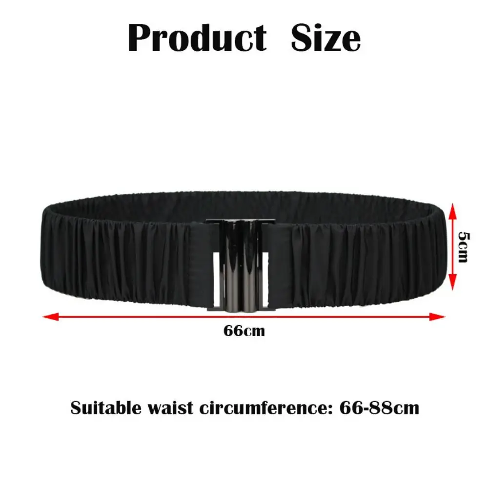Retro Fashion 5cm Wide Down Coat Waist Belt Pleated Elastic Stretch Waistband Buckle Casual Solid Color Down Jacket Waistband