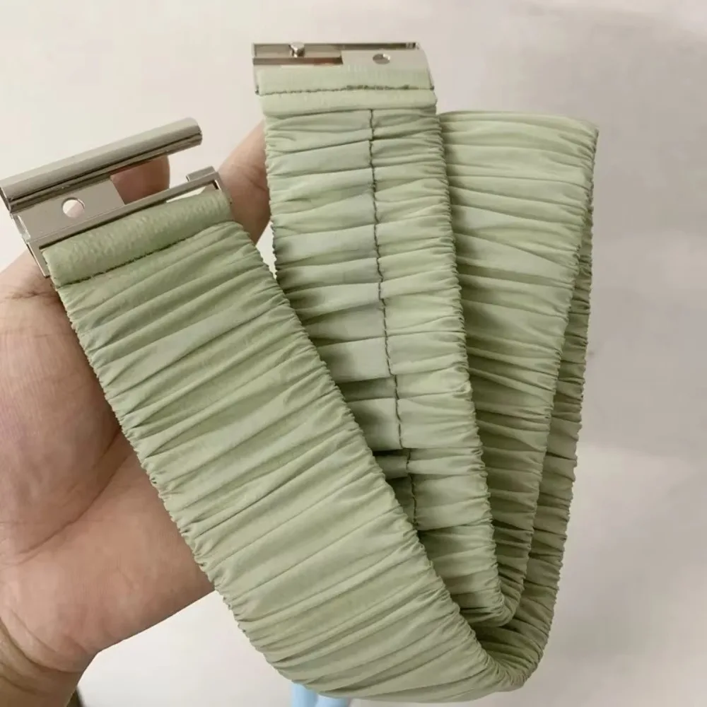Retro Fashion 5cm Wide Down Coat Waist Belt Pleated Elastic Stretch Waistband Buckle Casual Solid Color Down Jacket Waistband