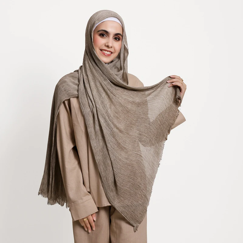 180*65cm Tie-dye Crinkle Rayon Hijabs for Women Muslim Scarf Shawls Plain Ladies Breathable Headband Femme Turban Ramanda