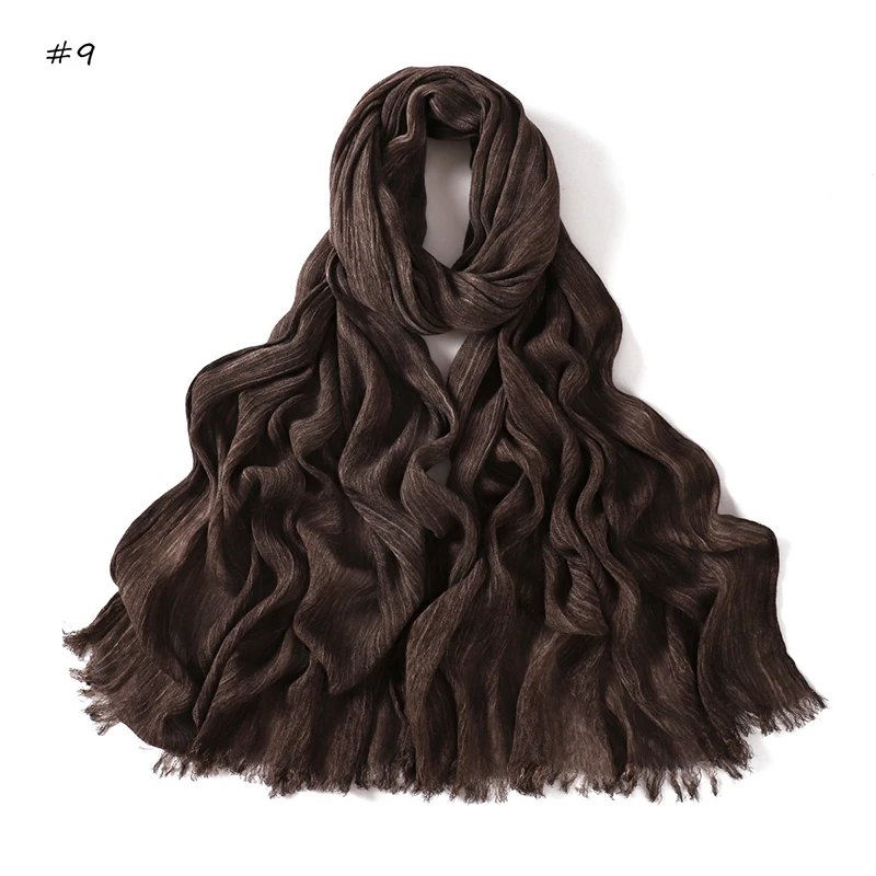 180*65cm Tie-dye Crinkle Rayon Hijabs for Women Muslim Scarf Shawls Plain Ladies Breathable Headband Femme Turban Ramanda