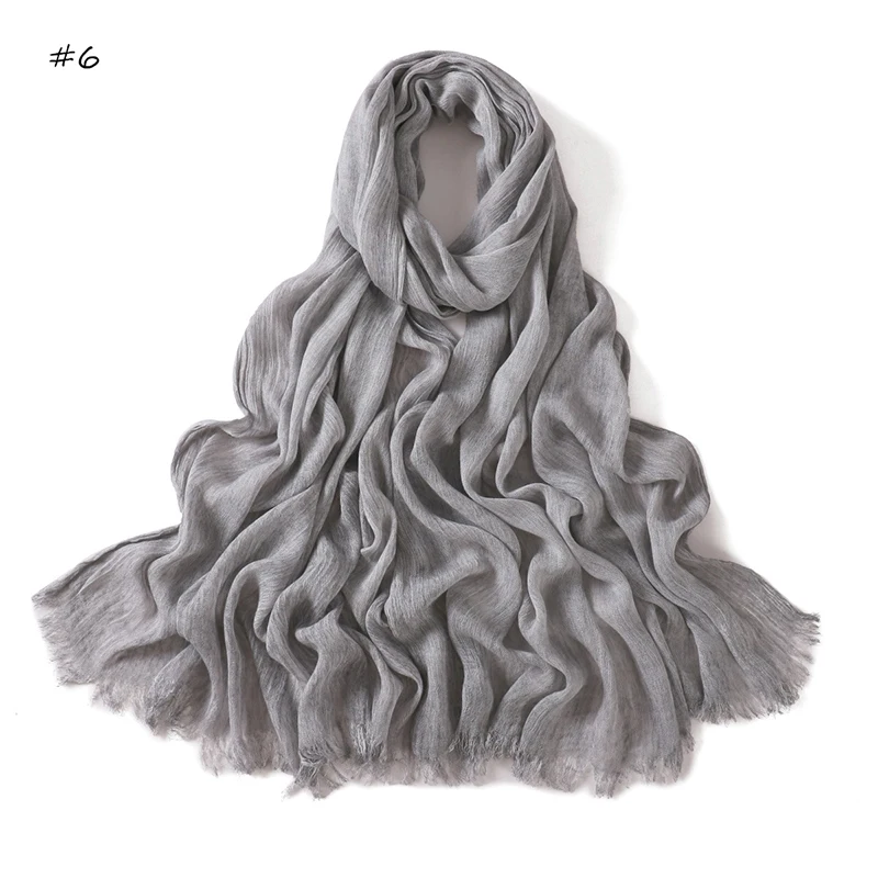 180*65cm Tie-dye Crinkle Rayon Hijabs for Women Muslim Scarf Shawls Plain Ladies Breathable Headband Femme Turban Ramanda