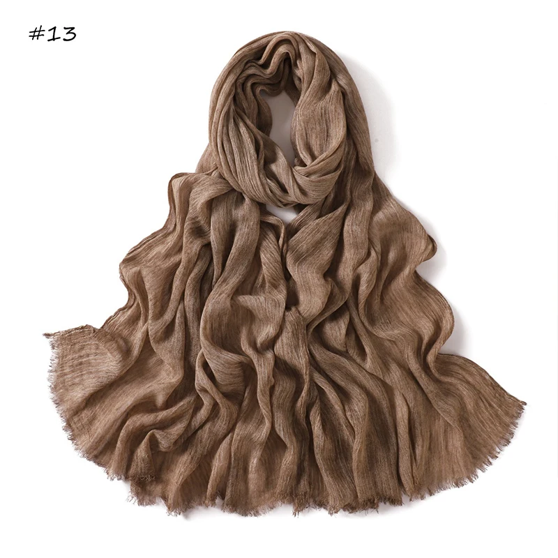 180*65cm Tie-dye Crinkle Rayon Hijabs for Women Muslim Scarf Shawls Plain Ladies Breathable Headband Femme Turban Ramanda