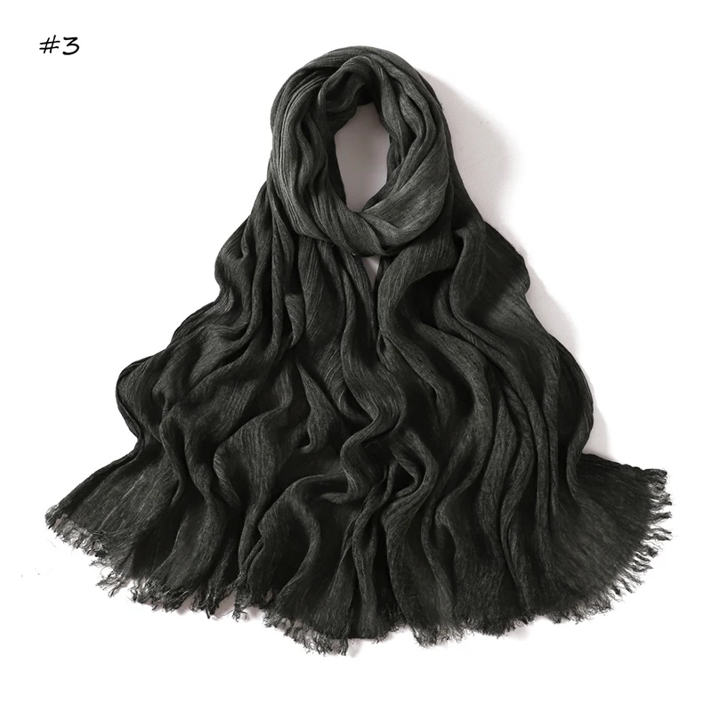 180*65cm Tie-dye Crinkle Rayon Hijabs for Women Muslim Scarf Shawls Plain Ladies Breathable Headband Femme Turban Ramanda