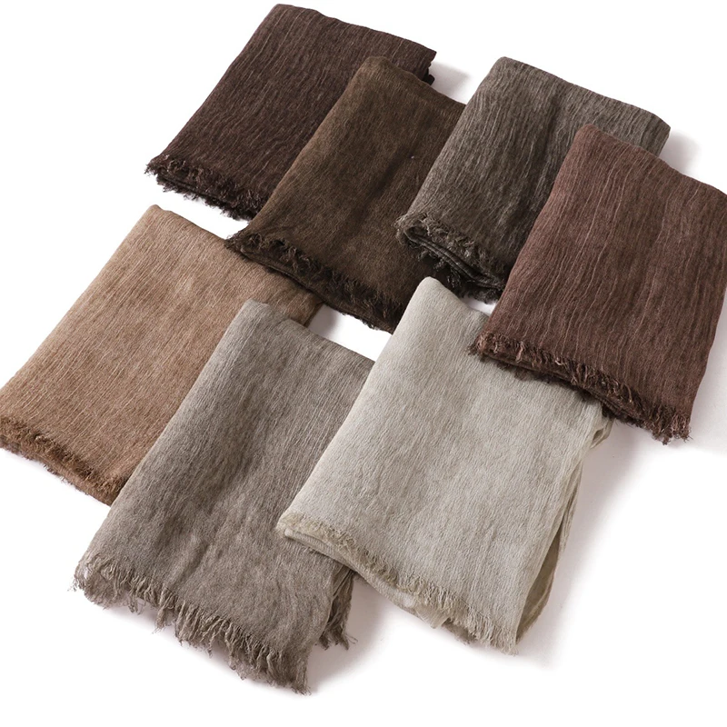 180*65cm Tie-dye Crinkle Rayon Hijabs for Women Muslim Scarf Shawls Plain Ladies Breathable Headband Femme Turban Ramanda