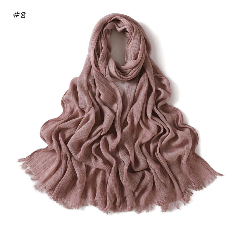 180*65cm Tie-dye Crinkle Rayon Hijabs for Women Muslim Scarf Shawls Plain Ladies Breathable Headband Femme Turban Ramanda