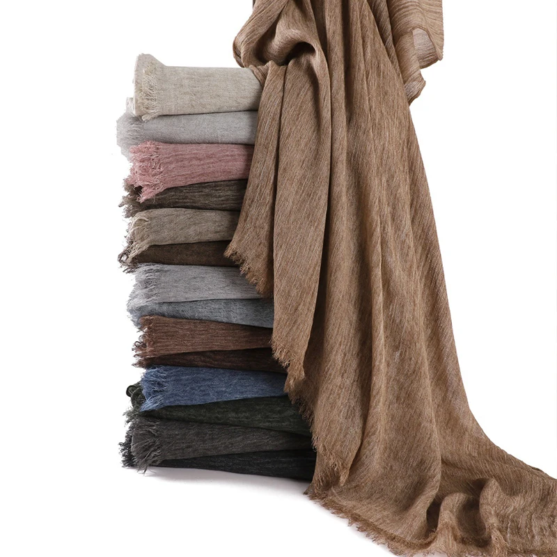 180*65cm Tie-dye Crinkle Rayon Hijabs for Women Muslim Scarf Shawls Plain Ladies Breathable Headband Femme Turban Ramanda