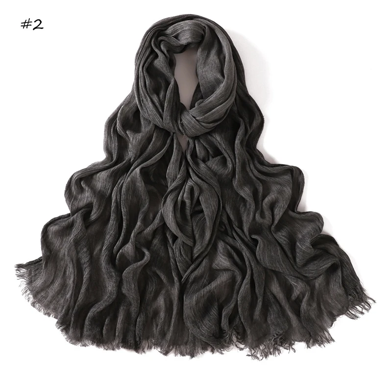 180*65cm Tie-dye Crinkle Rayon Hijabs for Women Muslim Scarf Shawls Plain Ladies Breathable Headband Femme Turban Ramanda