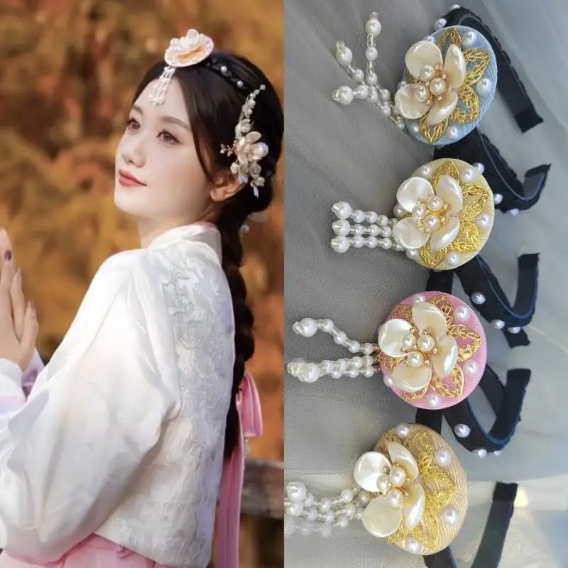 ♥Traditional Korean Hanbok Headband Classical Ribbon Hair Accessories Stage Dance Hair Hoop 