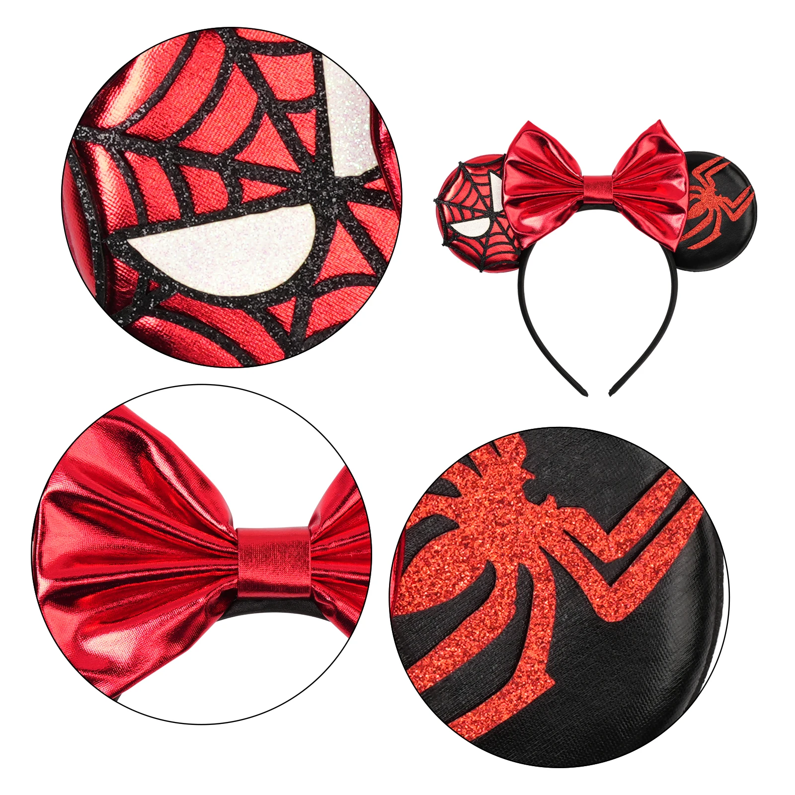 Disney Mickey Mouse Ears Marvel Spiderman Headbands for Kids Girls 5" Sequin Hairbands Adult Men Women Avengers Hair Accessories