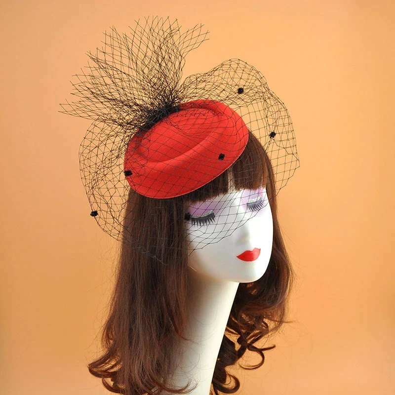 New Handmade Women Chic Fascinator Hat Cocktail Wedding Party Church Headpiece Fashion Headwear Feather Hair Accessories Bride