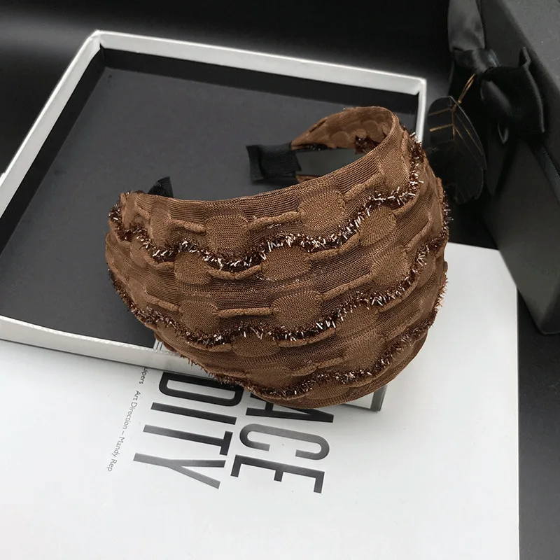 Korean Retro Headband - Extra Wide Design with Sheer Mesh, Fashion Hair Accessory for Women Daily Use