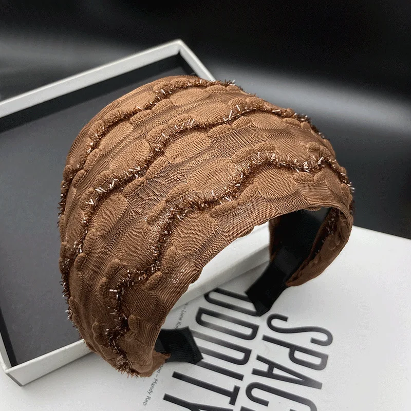 Korean Retro Headband - Extra Wide Design with Sheer Mesh, Fashion Hair Accessory for Women Daily Use