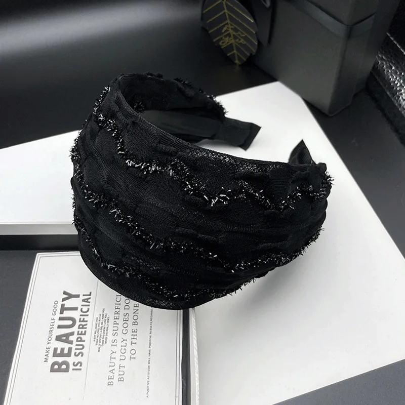 Korean Retro Headband - Extra Wide Design with Sheer Mesh, Fashion Hair Accessory for Women Daily Use