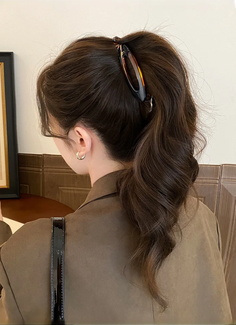 New high-end feel high ponytail simple banana clip acrylic hair clip for women, back-of-the-head vertical clip
