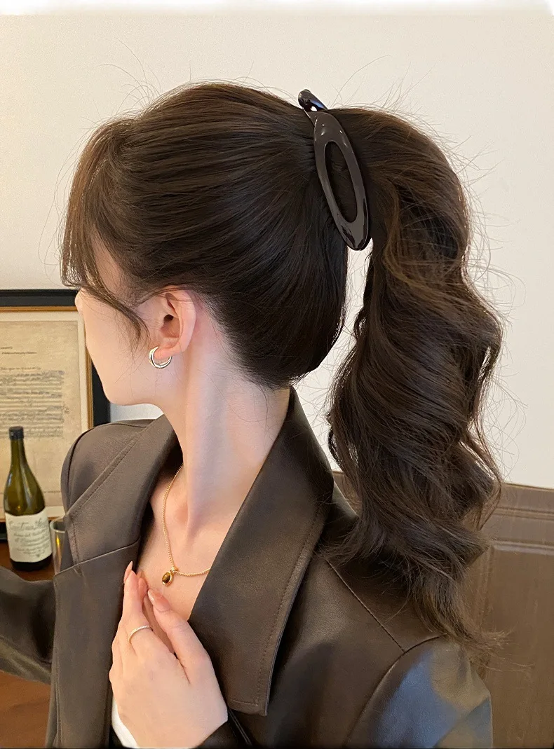 New high-end feel high ponytail simple banana clip acrylic hair clip for women, back-of-the-head vertical clip