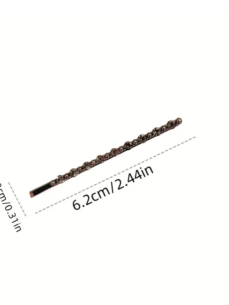 2pcs Black Sparkling Diamond Straight Hair Clip Retro Light Luxury Texture Women's Daily Fragmented Sorting Fashion Decoration
