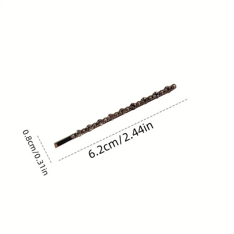 2pcs Black Sparkling Diamond Straight Hair Clip Retro Light Luxury Texture Women's Daily Fragmented Sorting Fashion Decoration