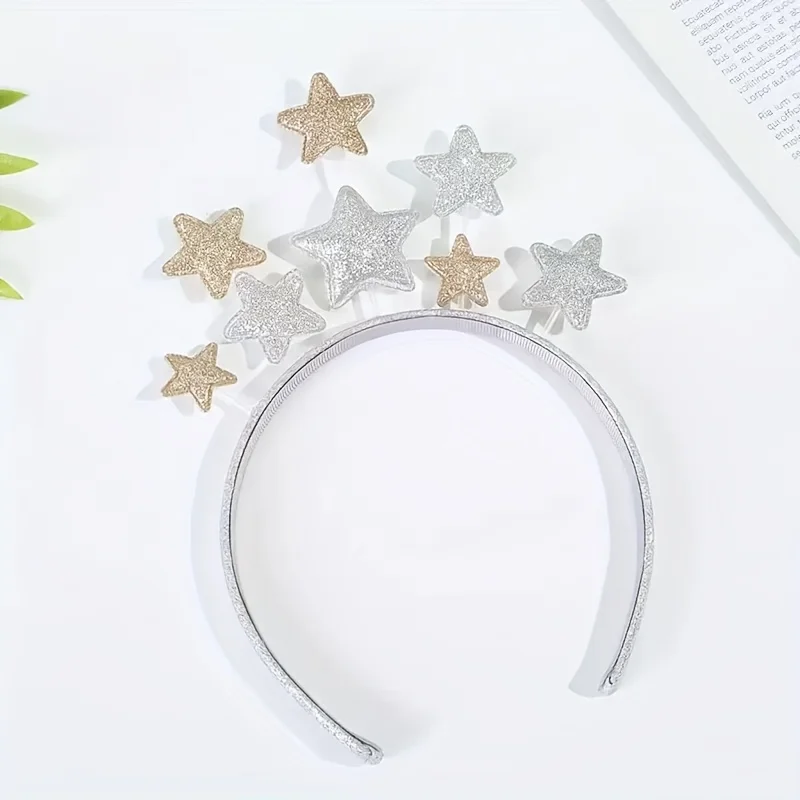 1pc Cute Star-Shaped Headband with Golden Glittery Finish - Perfect for Birthday Parties& New year Decorations,Festive Accessory