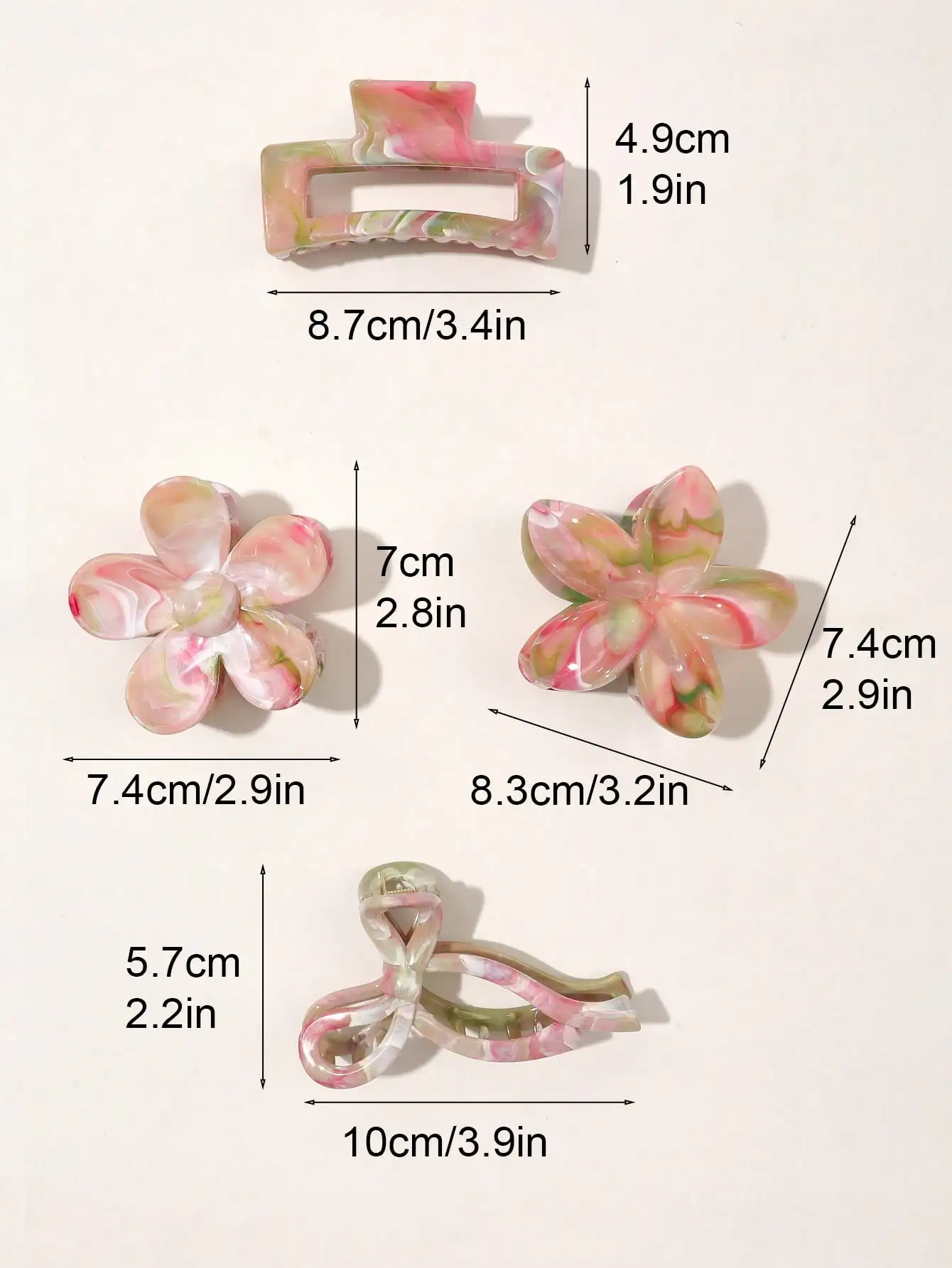 4Pcs Autumn Winter Burgundy Bow Square Flower Hair Claw Clips for Women MultiStyle Red Fashion Hair Accessories Headwear Hairpin