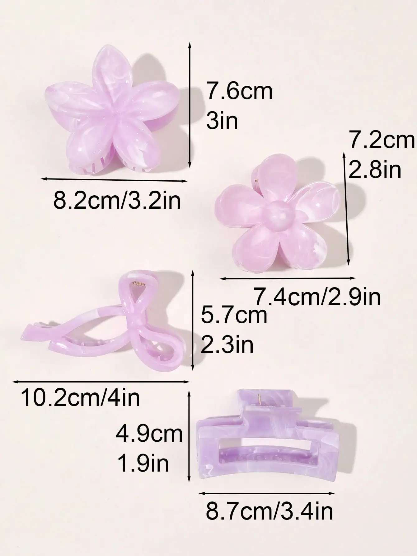4Pcs Autumn Winter Burgundy Bow Square Flower Hair Claw Clips for Women MultiStyle Red Fashion Hair Accessories Headwear Hairpin