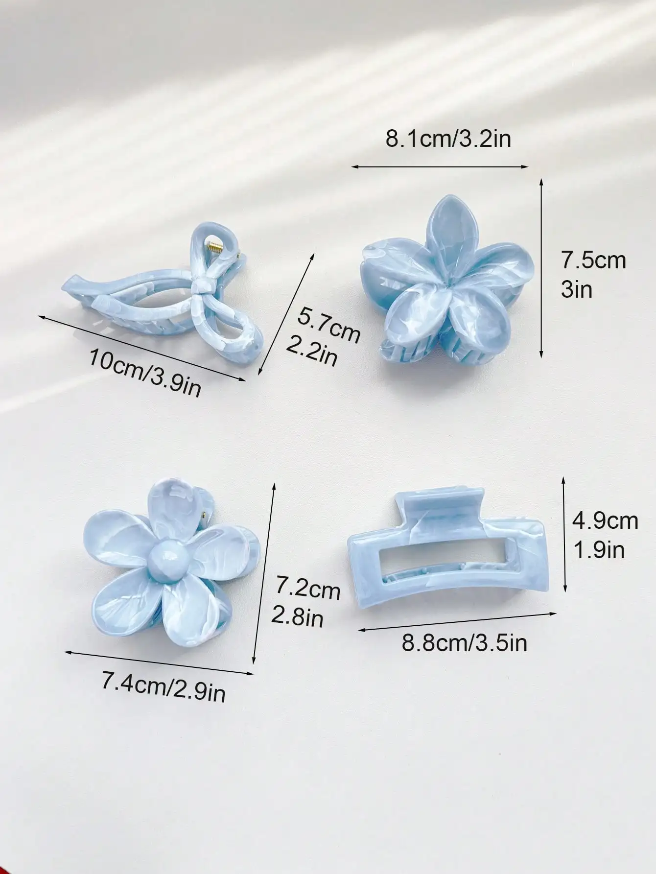 4Pcs Autumn Winter Burgundy Bow Square Flower Hair Claw Clips for Women MultiStyle Red Fashion Hair Accessories Headwear Hairpin