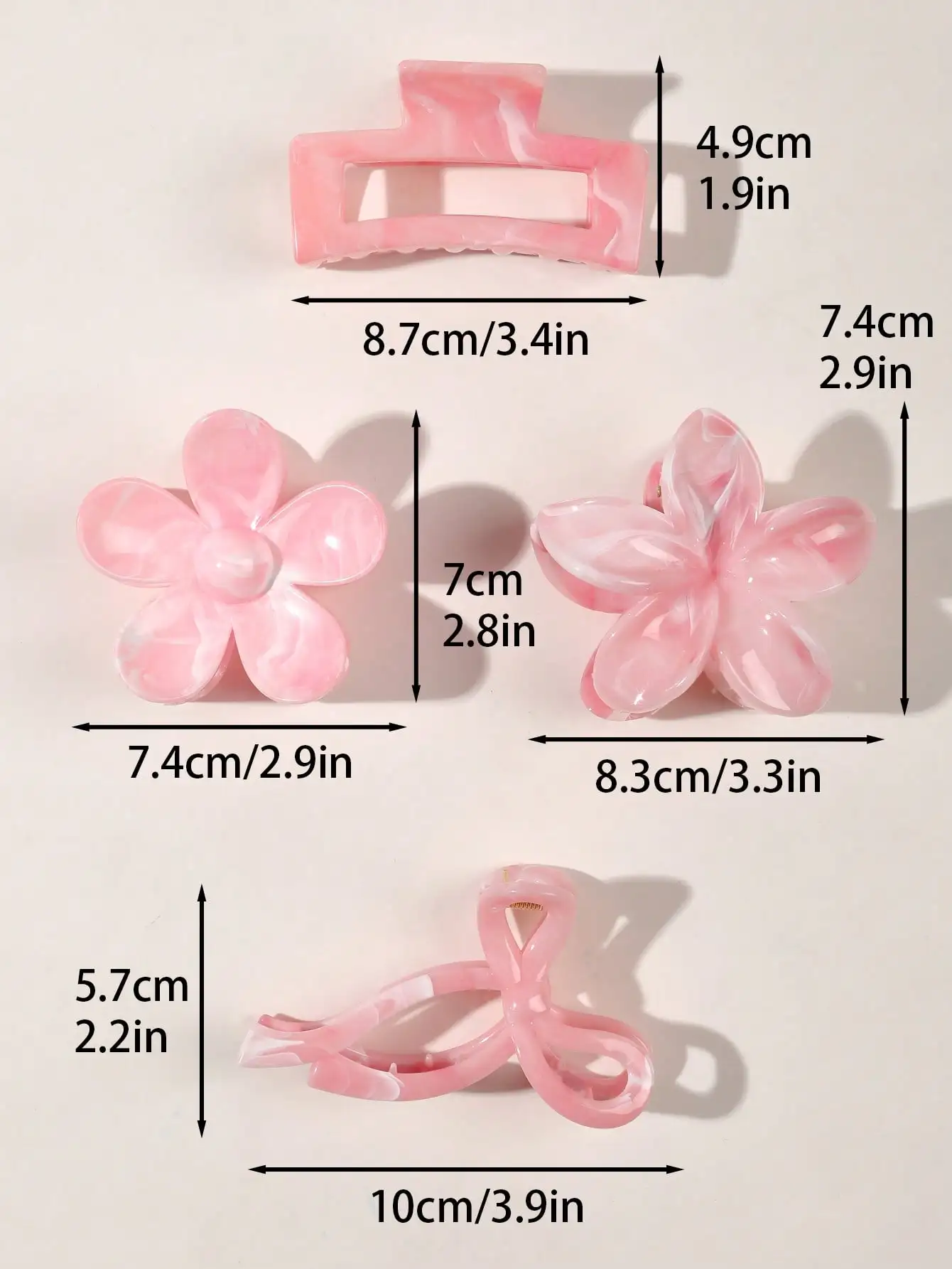 4Pcs Autumn Winter Burgundy Bow Square Flower Hair Claw Clips for Women MultiStyle Red Fashion Hair Accessories Headwear Hairpin