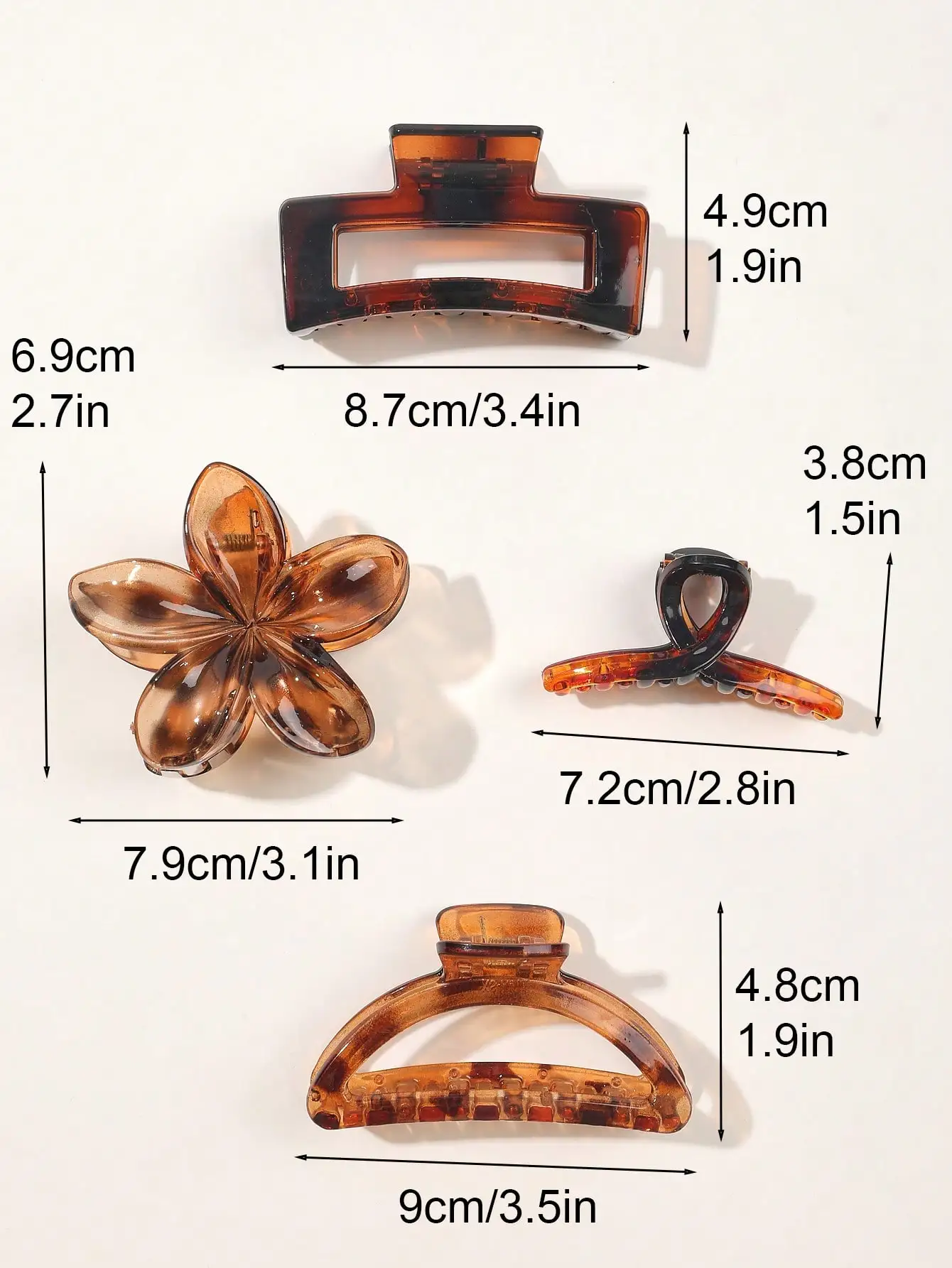 4Pcs Autumn Winter Burgundy Bow Square Flower Hair Claw Clips for Women MultiStyle Red Fashion Hair Accessories Headwear Hairpin