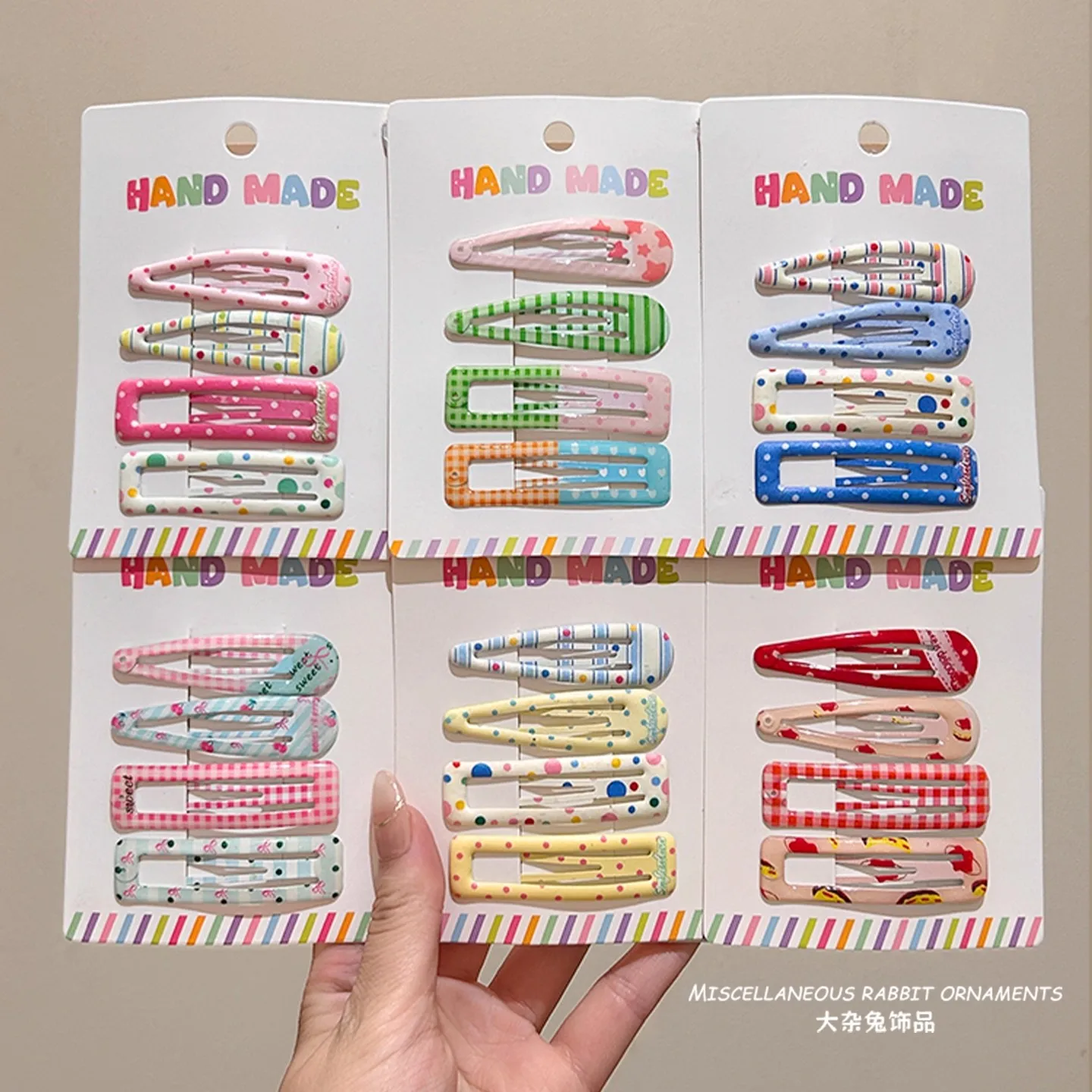 4PCS/Set Cute Colorful Print Hairpins For Girls Sweet Hair Ornament Barrettes BB Hair Clips Kids Lovely Hair Accessories