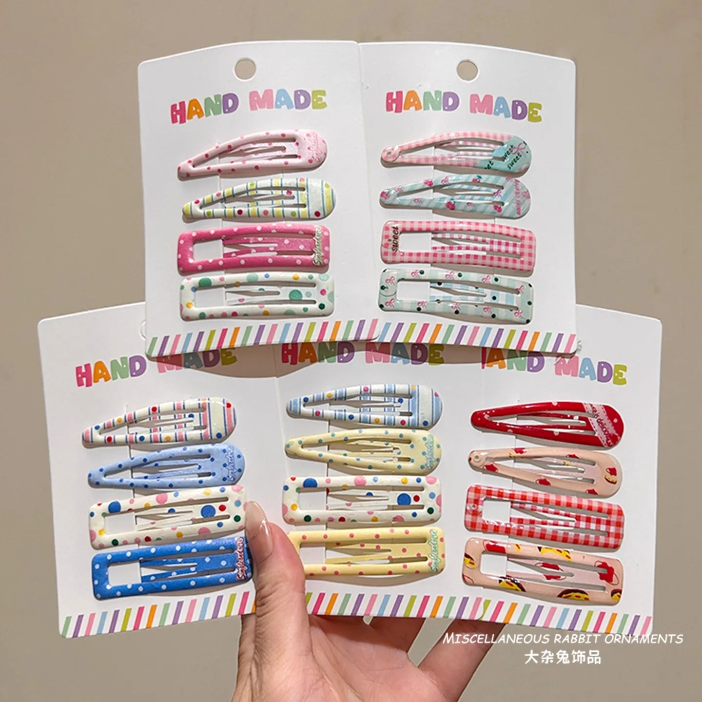 4PCS/Set Cute Colorful Print Hairpins For Girls Sweet Hair Ornament Barrettes BB Hair Clips Kids Lovely Hair Accessories
