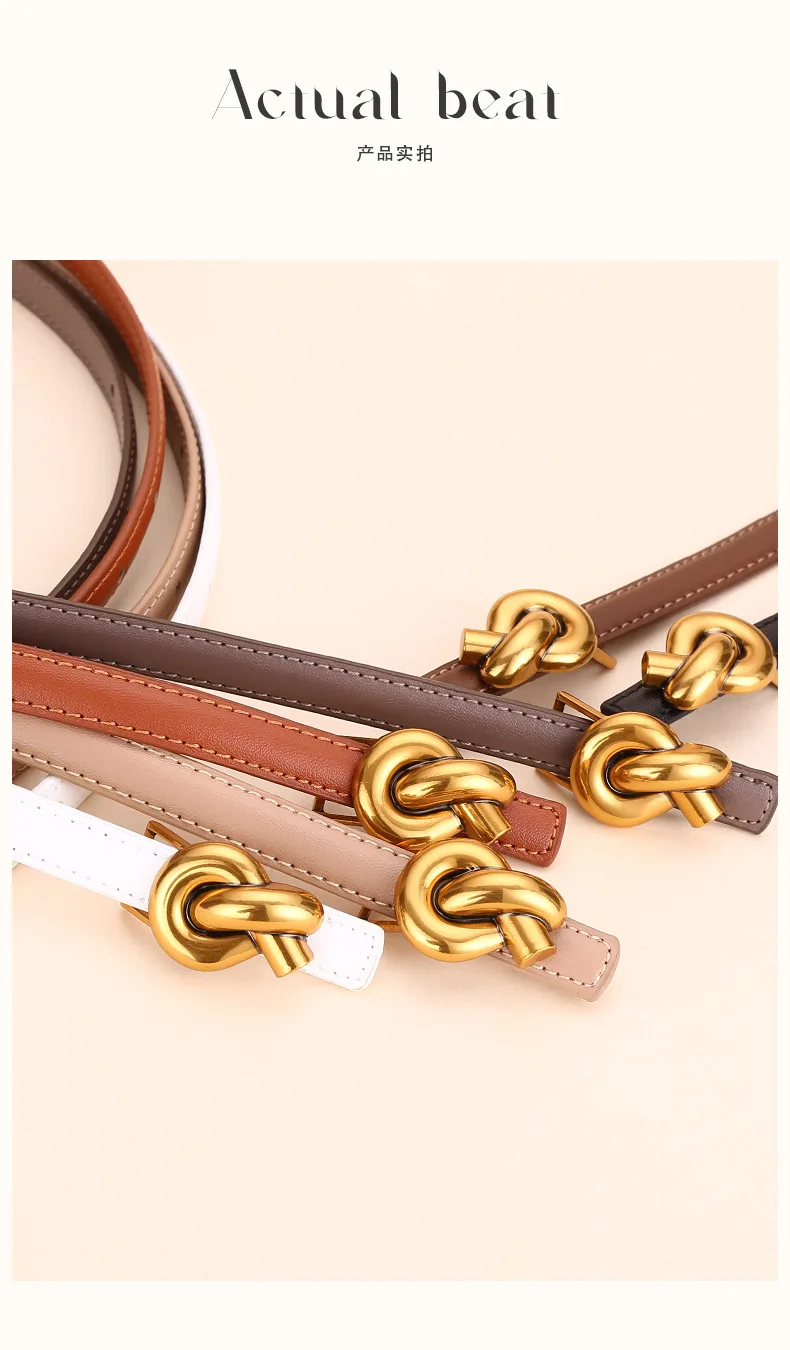 New Women's Leather Belt, Fashion Simple Thin Waist Belt, Versatile Decoration, High-End Sense of Pants Belt.