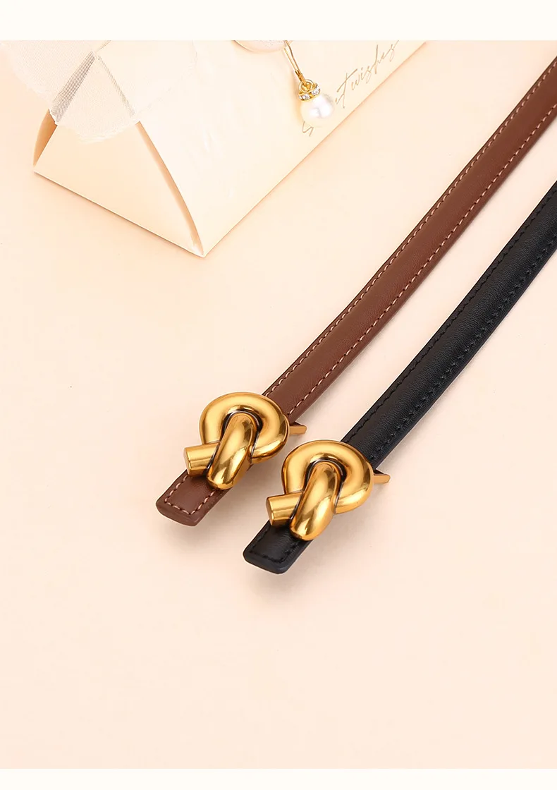 New Women's Leather Belt, Fashion Simple Thin Waist Belt, Versatile Decoration, High-End Sense of Pants Belt.