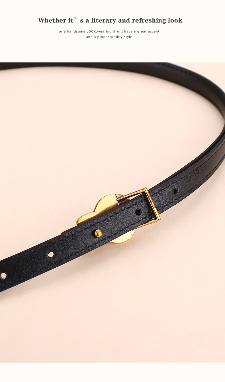 New Women's Leather Belt, Fashion Simple Thin Waist Belt, Versatile Decoration, High-End Sense of Pants Belt.