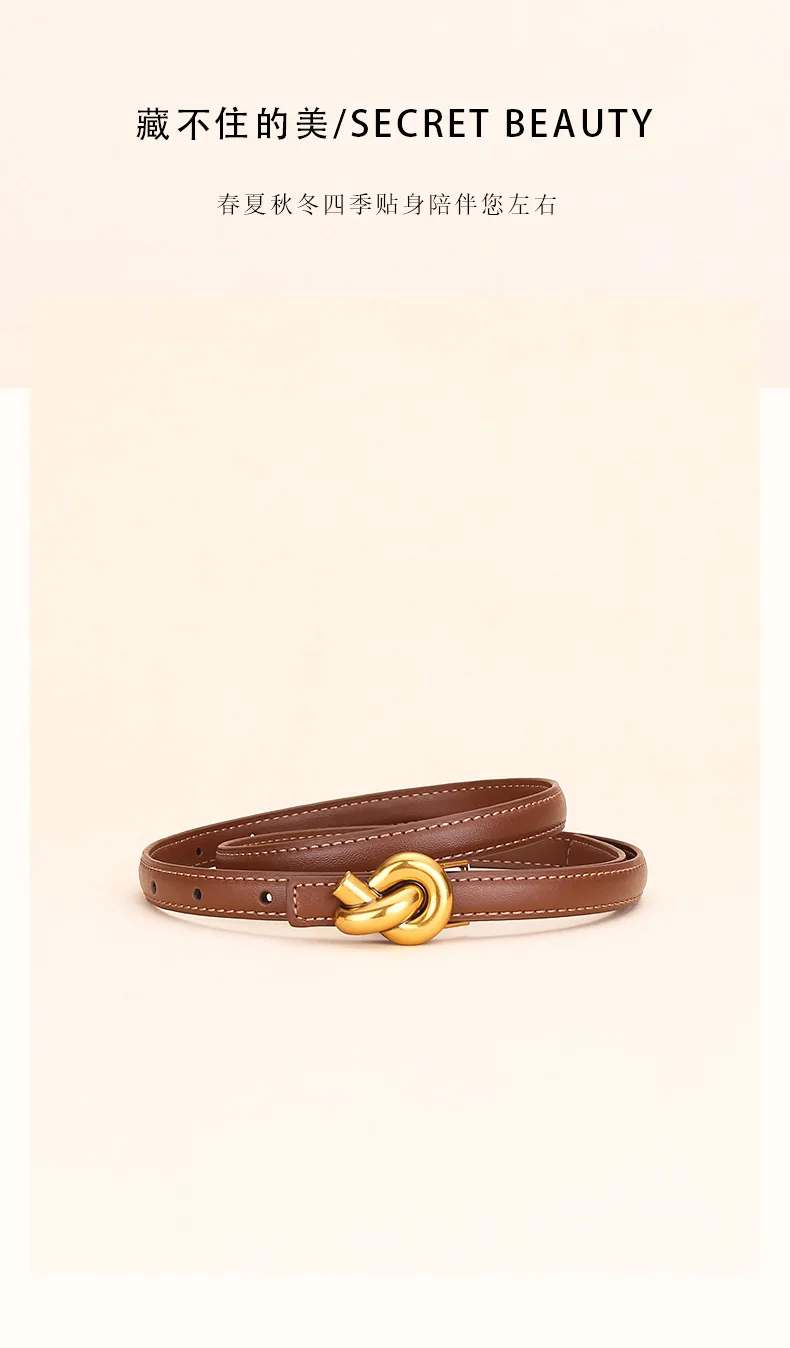 New Women's Leather Belt, Fashion Simple Thin Waist Belt, Versatile Decoration, High-End Sense of Pants Belt.