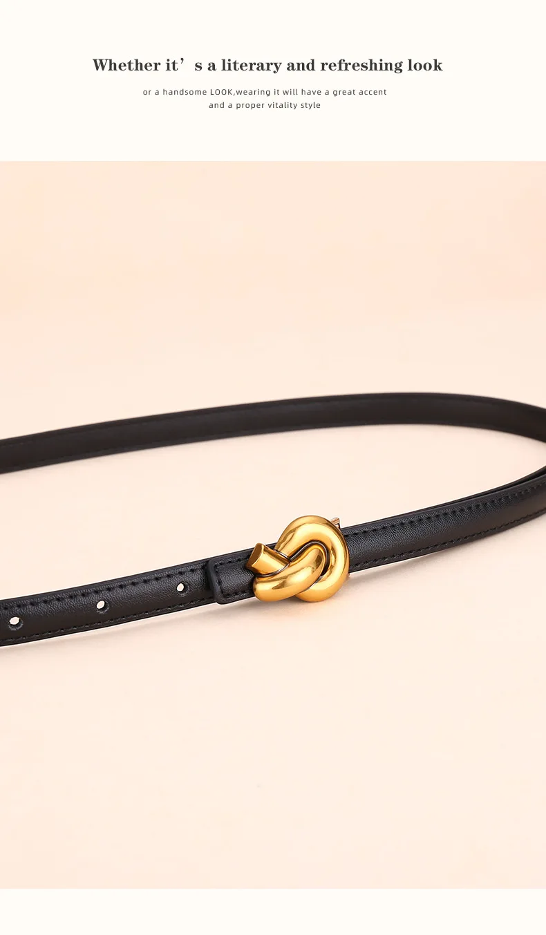 New Women's Leather Belt, Fashion Simple Thin Waist Belt, Versatile Decoration, High-End Sense of Pants Belt.